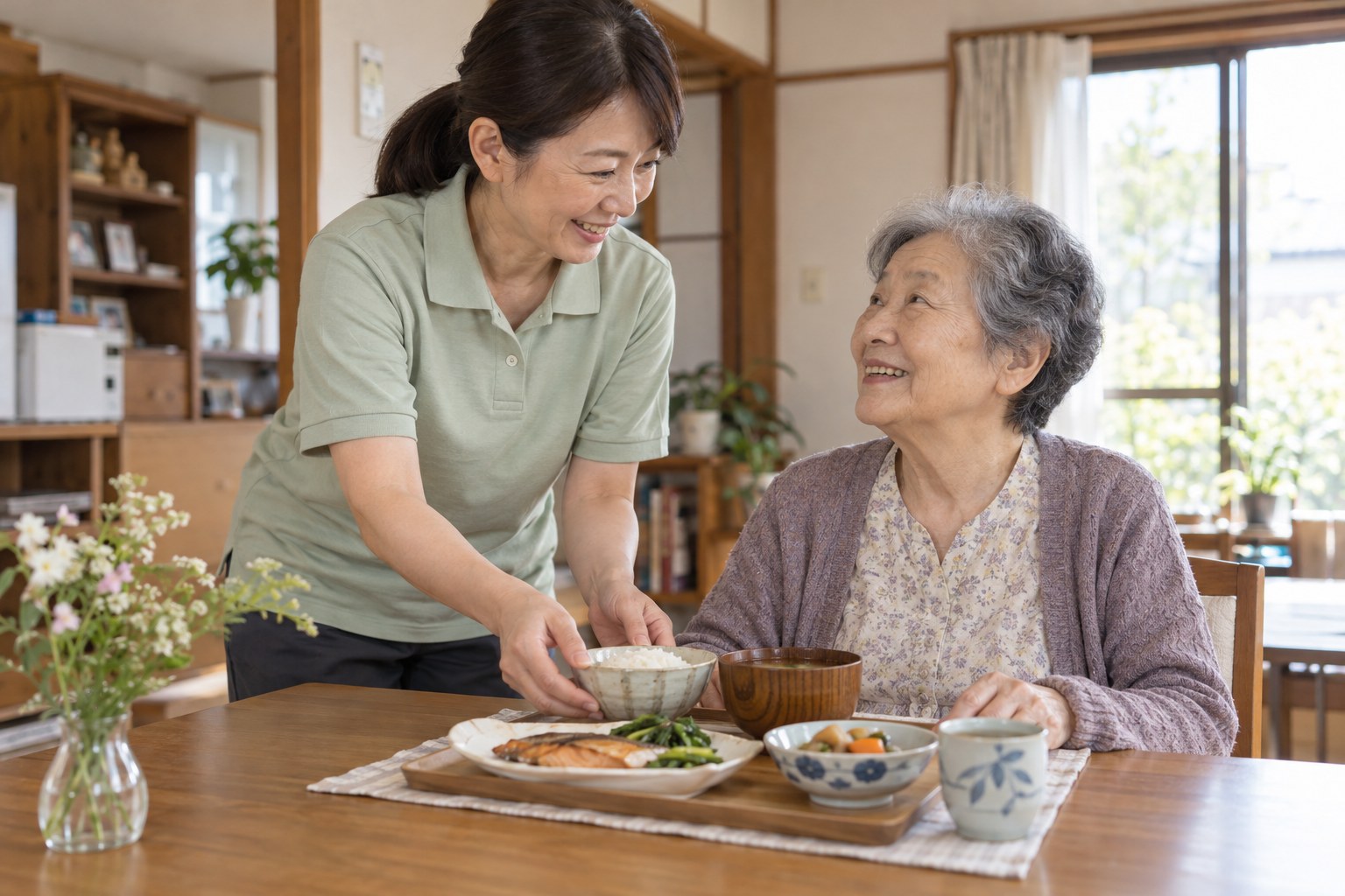 食事の準備を支える場面のイメージ